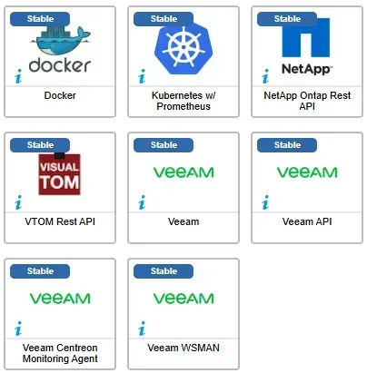 8 Centreon monitoring connectors fixed in September 2025: Docker, Kubernetes with Prometheus, NetApp Ontap Rest API, VTOM Rest API and four Veeam connectors (Veeam, API, Centreon Monitoring Agent, WSMAN)