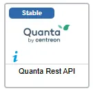 Quanta Rest API monitoring connector card, marked Stable, affected by a breaking change in September 2025