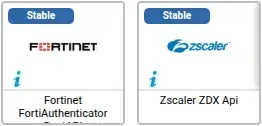Les 2 nouveaux connecteurs de supervision de février 2026, marqués Stable : Fortinet FortiAuthenticator et Zscaler ZDX Api