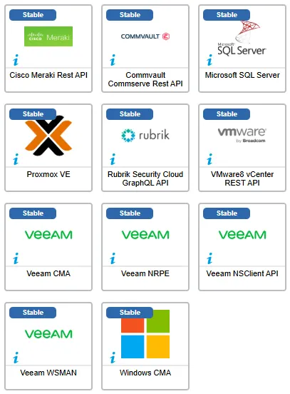 The 11 connectors with bug fixes in July 2026: Cisco Meraki, Commvault, Microsoft SQL Server, Proxmox VE, Rubrik, VMware8 vCenter, Veeam (4 connectors) and Windows CMA